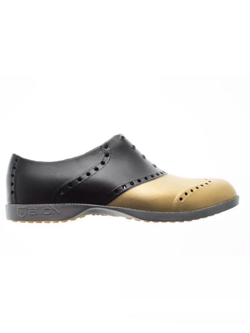 BIION Oxford Saddle Spikeless Golf Shoe - Black/Gold Size 7